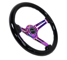 Cargar imagen en el visor de la galería, NRG Reinforced Steering Wheel (350mm / 3in. Deep) Blk Wood w/Blk Matte Spoke/Neochrome Center Mark