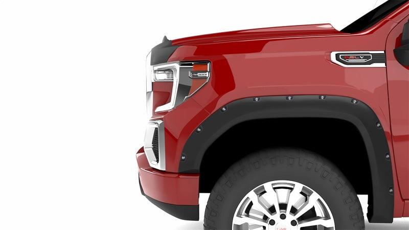 Lund 19-22 GM Silverado RX-Flat Textured Elite Series Fender Flares w/Black Bolts - Black 2pc Front