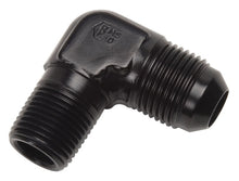 Cargar imagen en el visor de la galería, Russell Performance -6 AN to 3/8in NPT 90 Degree Flare to Pipe Adapter (Black)