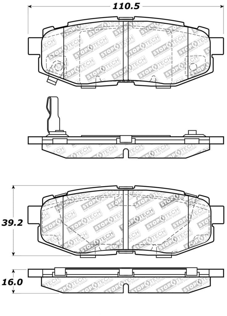 StopTech Performance 06-10 Subaru Legacy Sedan/Outback/13 BRZ / 13 Scion FR-S Rear Brake Pads