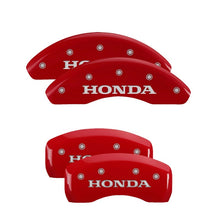 Cargar imagen en el visor de la galería, MGP 4 Caliper Covers Engraved Front &amp; Rear MGP Red Power Coat Finish Silver Characters - Honda