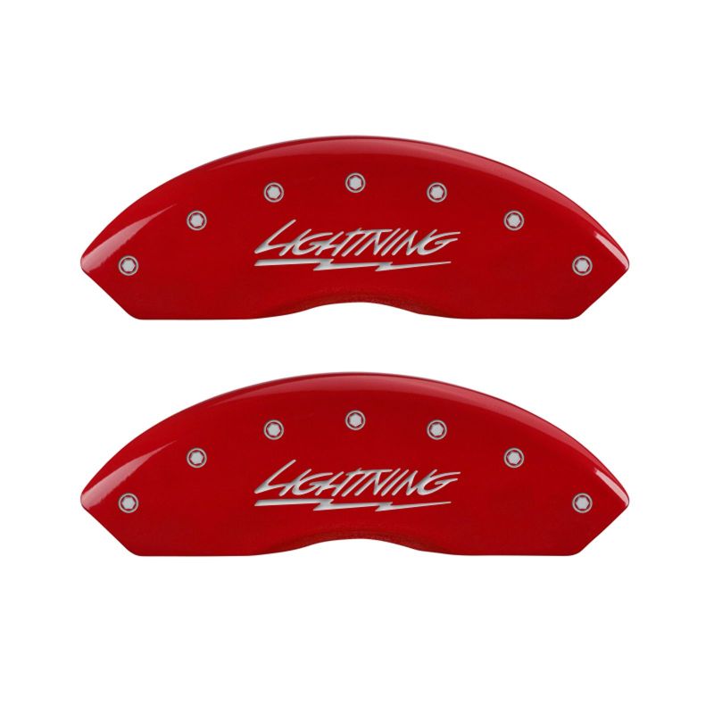 MGP 4 Caliper Covers Engraved Front & Rear Lightning Red finish silver ch