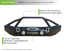 Cargar imagen en el visor de la galería, DV8 Offroad 07-18 Jeep Wrangler JK/JL FS-14 Mid Length Steel Front Bumper w/ Fog Lights &amp; LED Lights