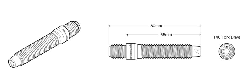 Raceseng Titanium Wheel Stud Conversion Kit - M12x1.5mm (80mm Length/Accommodates Up to 15mm Spacer)