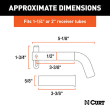 Cargar imagen en el visor de la galería, Curt 1/2in Swivel Hitch Pin w/5/8in Adapter (1-1/4in or 2in Receiver Zinc Packaged)