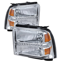 Cargar imagen en el visor de la galería, Xtune Ford F250/350/450 Super Duty 05-07 Crystal Headlights w/ LED Chrome HD-JH-FS05-LED-C
