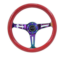 Cargar imagen en el visor de la galería, NRG Classic Wood Grain Steering Wheel (350mm) Red Grip w/Neochrome 3-Spoke Center