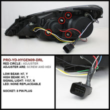 Cargar imagen en el visor de la galería, Spyder Hyundai Genesis 10-12 Projector Halogen Model- LED Halo DRL Blk PRO-YD-HYGEN09-DRL-BK