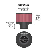 Cargar imagen en el visor de la galería, K&amp;N .5in Flange ID x 3in OD x 3.25in H Rubber Base Crankcase Vent Filter