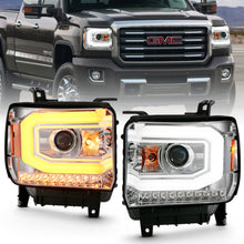 Load image into Gallery viewer, ANZO 2014-2015 Gmc Sierra 1500 Projector Headlight Plank Style Chrome w/ Switchback (Halogen Type)