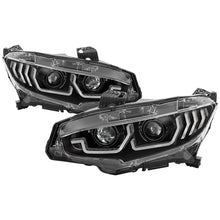 Cargar imagen en el visor de la galería, Spyder 16-18 Honda Civic 4Dr w/LED Seq Turn Sig Lights Proj Headlight - Black - PRO-YD-HC16-SEQ-BK