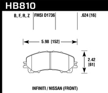 Cargar imagen en el visor de la galería, Hawk 14-17 Infiniti Q50 Performance Ceramic Street Front Brake Pads