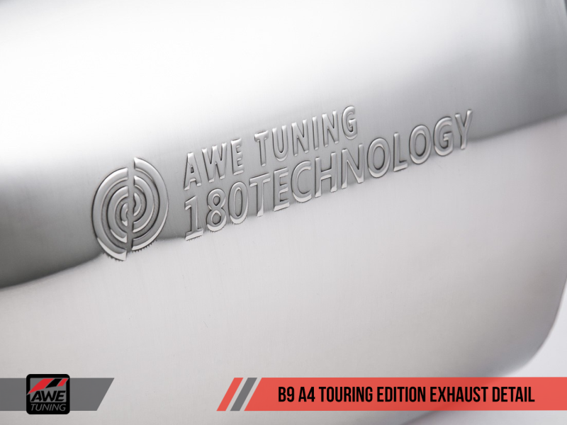 AWE Tuning Audi B9 A4 Touring Edition Exhaust Dual Outlet - Diamond Black Tips (Includes DP)