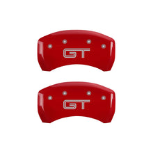 Cargar imagen en el visor de la galería, MGP 4 Caliper Covers Engraved Front Mustang Engraved Rear GT Red finish silver ch