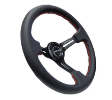 Cargar imagen en el visor de la galería, NRG Reinforced Steering Wheel (350mm / 3in. Deep) Black Leather/Red Stitch &amp; Blk 3-Spoke w/Slits