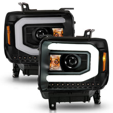 Cargar imagen en el visor de la galería, ANZO 2014-2015 GMC Sierra 1500 Projector Headlights w/ Light Bar Black Housing (Halogen Type)