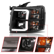 Cargar imagen en el visor de la galería, ANZO 07-13 Chevrolet Silverado 1500 Plank Style Projector Headlights Black w/ Amber