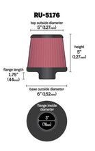 Cargar imagen en el visor de la galería, K&amp;N Universal Rubber Filter-Round Tapered 3in Flange ID x 6in Base OD x 6in Top OD x 5in H