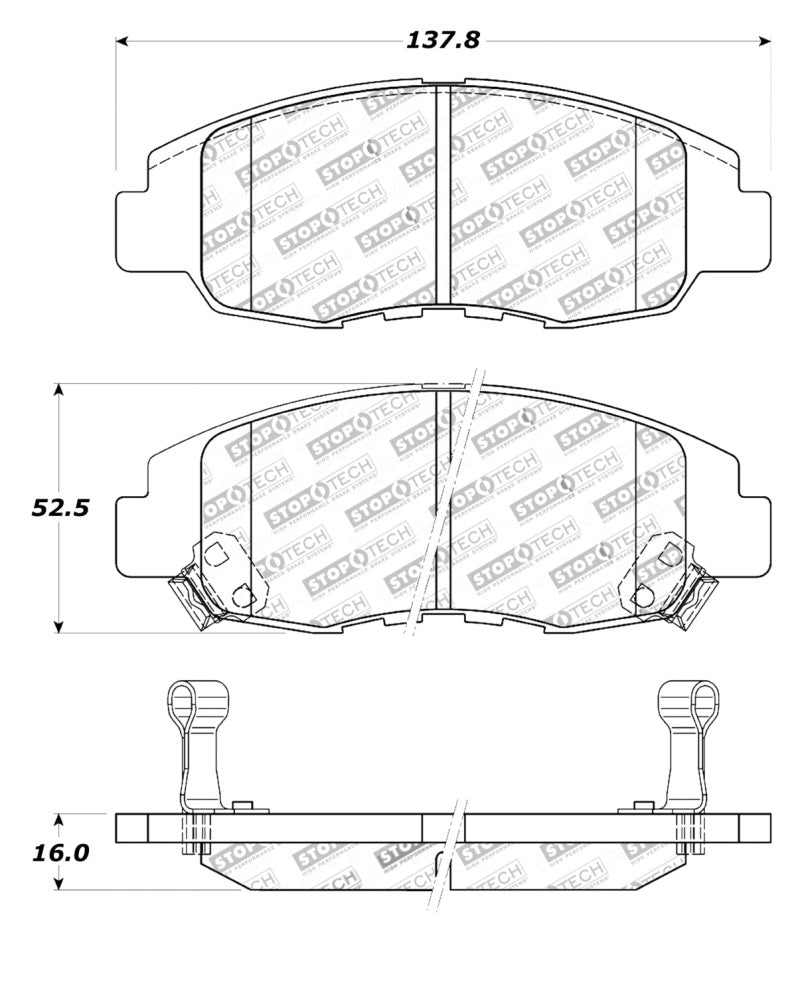 StopTech Street Touring 98-02 Honda Accord Coupe/Sedan Front Brake Pads