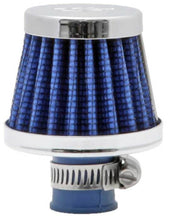 Cargar imagen en el visor de la galería, K&amp;N 2in Base OD x .375in Flange ID x 1.75in H Rubber Base Crankcase Vent Filter - Blue