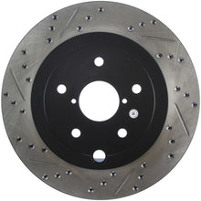 Cargar imagen en el visor de la galería, StopTech 08+ Subaru STI (Will Not Fit 05-07) Slotted &amp; Drilled Sport Brake Rotor