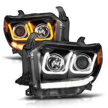 Load image into Gallery viewer, ANZO 14-18 Toyota Tundra w/ LED DRL Projector Headlights w/ U-Bar Switchback Black w/ DRL