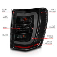 Cargar imagen en el visor de la galería, ANZO 1999-2004 Jeep Grand Cherokee LED Tail Lights w/ Light Bar Black Housing Smoke Lens