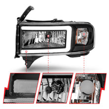 Cargar imagen en el visor de la galería, ANZO 94-02 Dodge RAM Crystal Headlight - w/ Light Bar Black Housing