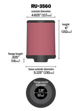 Cargar imagen en el visor de la galería, K&amp;N Universal Rubber Filter 2-1/4in FLG x 5-1/8in Base x 4-5/8in Top x 6in Height
