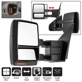 xTune Ford F150 07-14 Power Heated Amber LED Signal Telescoping Mirror Left MIR-FF15007S-PWH-AM-L