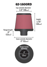Cargar imagen en el visor de la galería, K&amp;N 2in Base OD x .375in Flange ID x 1.75in H Rubber Base Crankcase Vent Filter