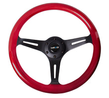 Cargar imagen en el visor de la galería, NRG Classic Wood Grain Steering Wheel (350mm) Red Pearl/Flake Paint w/Black 3-Spoke Center