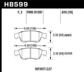 Hawk Infiniti G35 Sport/G37 HPS Street Front Brake Pads