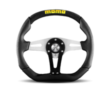 Cargar imagen en el visor de la galería, Momo Trek Steering Wheel 350 mm - Black AirLeather/Brshd Al Spokes