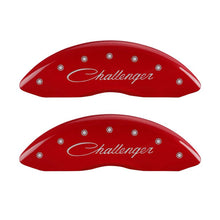 Cargar imagen en el visor de la galería, MGP 4 Caliper Covers Engraved Front &amp; Rear Cursive/Challenger Red finish silver ch