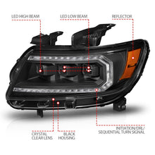 Cargar imagen en el visor de la galería, ANZO 15-22 Chevrolet Colorado Full LED Projector Headlights w/ Initiation &amp; Sequential - Black