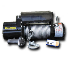 Cargar imagen en el visor de la galería, DV8 Offroad 12000 LB Winch w/ Steel Cable &amp; Wireless Remote - Black