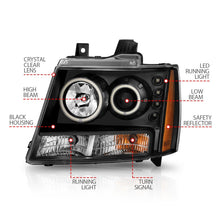 Cargar imagen en el visor de la galería, ANZO 2007-2013 Chevrolet Avalanche Projector Headlights w/ Halo Black (CCFL)