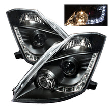 Cargar imagen en el visor de la galería, Spyder Nissan 350Z 03-05 Projector Headlights Halogen Model Only - DRL Black PRO-YD-N350Z02-DRL-BK