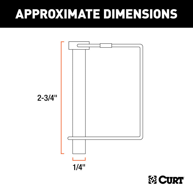 Curt 1/4in Safety Pin (2-3/4in Pin Length)