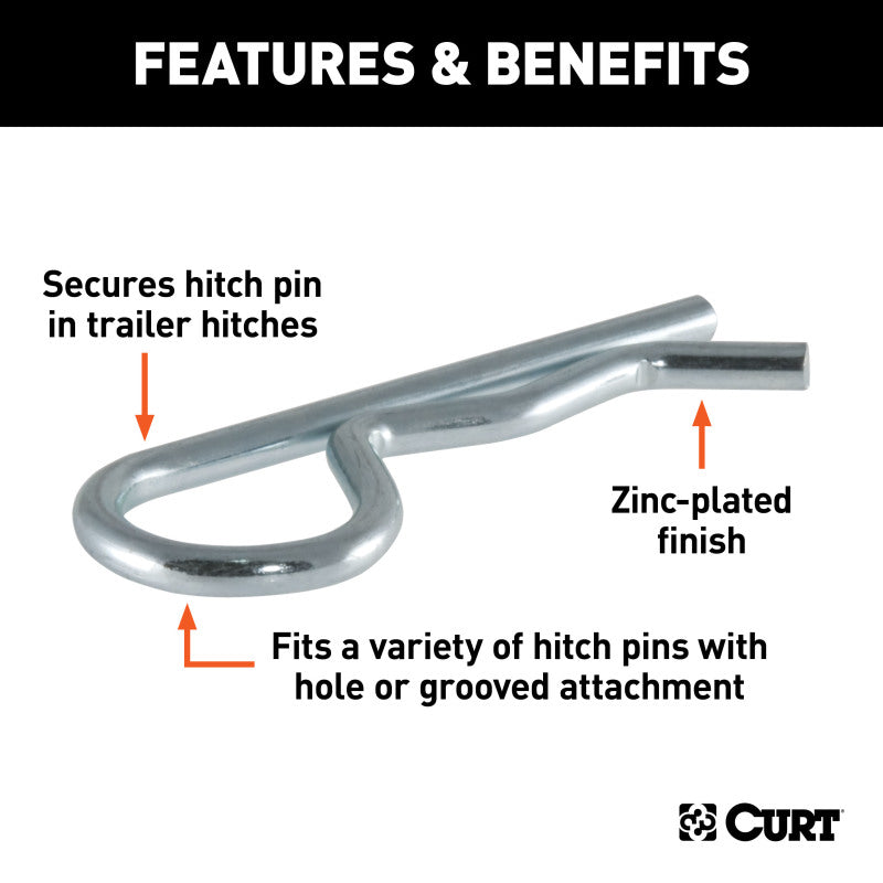 Curt Hitch Clips (Fits 1/2in or 5/8in Pin Zinc 3-Pack)