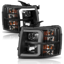 Cargar imagen en el visor de la galería, ANZO 07-13 Chevrolet Silverado 1500 Plank Style Projector Headlights Black w/ Amber