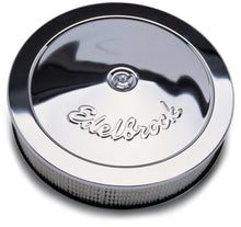 Cargar imagen en el visor de la galería, Edelbrock Air Cleaner Pro-Flo Series Round Steel Top Paper Element 14In Dia X 3 313In Chrome