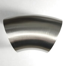 Cargar imagen en el visor de la galería, Stainless Bros 3in Diameter 304SS 1D Radius 45 Degree Bend No Leg Mandrel Bend