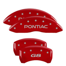 Cargar imagen en el visor de la galería, MGP 4 Caliper Covers Engraved Front Pontiac Engraved Rear G8 Red finish silver ch