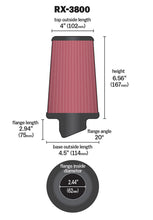 Cargar imagen en el visor de la galería, K&amp;N Filter Universal X Stream Clamp-On 2.438in Flange ID x 4.5in Base OD x 4in Top OD x 6.563in H
