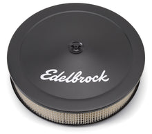 Cargar imagen en el visor de la galería, Edelbrock Air Cleaner Pro-Flo Series Round Steel Top Paper Element 14In Dia X 3 75In Dropped Base