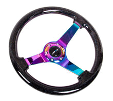 Cargar imagen en el visor de la galería, NRG Reinforced Steering Wheel (350mm / 3in. Deep) Classic Blk Sparkle w/4mm Neochrome 3-Spoke Center