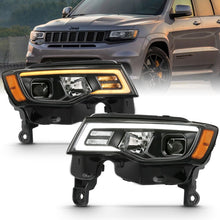 Cargar imagen en el visor de la galería, ANZO 2017-2018 Jeep Grand Cherokee Projector Headlights w/ Plank Style Switchback - Black w/ Amber