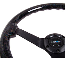 Cargar imagen en el visor de la galería, NRG Reinforced Steering Wheel (350mm / 3in Deep) Classic Blk Sparkle Wood Grain w/Blk 3-Spoke Center